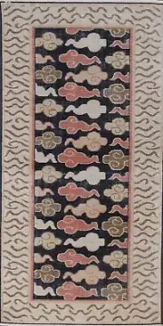 Geometric Art Deco Style Turkish Runner 2' 4" x 5' 10" Rug Hand-knotted Wool