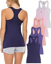 [Sexy Basics] Women's 5 Pack Everyday Flowy Burnout Racer Back Active Workout Tank Tops