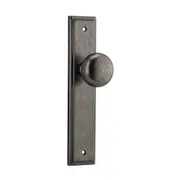 Iver Cambridge Door Knob on Stepped Backplate Distressed Nickel