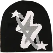 [XJLLJJZJL] Punk Lightning Beanie Rock Skullies Knitted Hip Hop Hat Gothic Beanies Casual Outdoor Ski Hat Slouchy Skull Cap Black, Black, Medium-Large