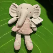 Living Textiles Baby Amelia Elephant PinkWhite Rattle Washable Crochet Knit Toy