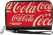 [Buckle-Down] Coca-Cola Wallet, Zip Around, Drink Coca Cola Close Up Red White, Vegan Leather