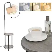 ELYONA Solid Wood Floor Lamp - Rustic Side Table Lamp for Bedroom & Living Ro...