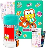 Keroppi Fleece Blanket Bundle - Keroppi Blanket Bundle with Hello Kitty Stickers and More for Kids Adults Children (Hello Kitty Fleece Blanket) 45” x 60”
