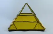 Handcrafted Yellow Pyramid Cabinet Collectible Glass Figurine Display Case