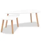 Coffee Table Set 2 Pieces Solid Pinewood White