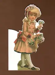 Victorian Girl Greeting Card, Michel & Co, Blank Note Card 7" x 4" All Occasion