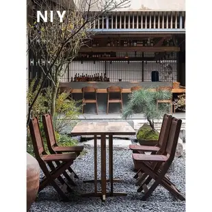 hya方桌桌椅餐桌復古桌子餐廳咖啡桌實木中古商用木質侘寂風原木