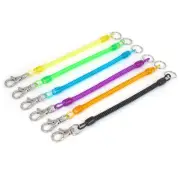 20cm Long Multicolor Lobster Clasp Keychain Strap Flexible Sprial Coil 6 Pcs