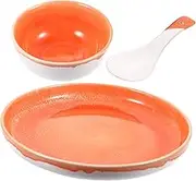 DONFAMDS 1 Set Single Person Ceramic Dinnerware Set Tableware Kit with Bowl Plate and Spoon Easy to Clean Unique Design for Home and Restaurants Elegant Finish