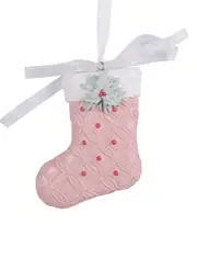 Pink Christmas Tree Stocking Ornament 65mm