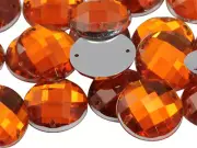 16Mm Orange Hyacinth CH08 Flat Back Sew on round Beads Acrylic Rhinestones Sewin