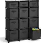 12 Cube Storage Organizer - Black Cube Organizer Shelf, DIY Storage Cubes With