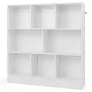 Costway 100x24x104CM 3-Tier Storage Bookshelf Open Display Shelf Book Cabinet Cubes/Anti-Scratching Organizer Home Office Furniture White