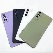 SHOWGOOD for Samsung Galaxy S21fe S21 FE 5G Housing Battery Back Cover Rear Panel Case with Camera Lens Repair Parts (Black with Lens)