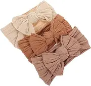 HOOTNEE 3Pcs Girl Bows Nylon Headbands Soft Elastic Hairbands for Photo Shoots and Birthdays Adorable Flower Girl Accessories