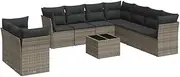 vidaxl - Garden Sofa Set with Cushions / 10-Piece Modular Outdoor Lounge Seating/Grey Poly Rattan/Patio Terrace