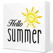 Hello Summer Watercolor Sunshine Wooden Plaque Sign Desk Decor,Rustic Sunshine