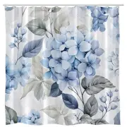 Hydrangea Flower Shower Curtain Blue Floral Blossom Spring Watercolor Grey