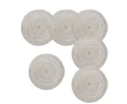 Toscano 6 Pack Round Braided Placemats Washable Kitchen Table Mats for Home Wedding Party-White