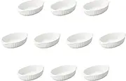 Set of 10 White Two-Handed Oval Au Gratin [7.1 x 4.3 x 1.6 inches (18 x 11 x 4 cm) | Setomonohonpo