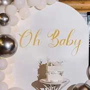 Oh Baby Sign for Backdrop, Baby Shower Party Wall Decal Sign, Oh Baby Wall Decal for Gender Reveal Party Decor, Oh Baby Wall Sticker for Arch Decor, Adorable Baby Banner for Backdrop Party Suppl.