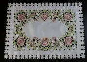 Embroidery Cutwork Rose Embroidered Lace Polyester Placemats Table Runner White