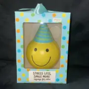 New Eccolo NIB smiley face with party hat celebration stress ball squeeze ball