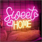 Hanging Art Neon Signs Sweet Home Neon Sign For Wall Decor, USB Powered For House Warming Party Home Living Room Meet 25cmx40cm