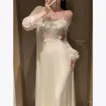 精選好物 【完美無瑕】晨袍女新娘結婚羽毛性感弔帶睡裙長款冰絲睡衣高級感 QDXG