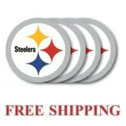 STEELERS NFL FOOTBALL 4 BEER BAR TOP SPILL MATS RUBBER COASTERS NEW