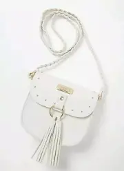 Justice studded Tassel Mini Crossbody Bag Purse new cream
