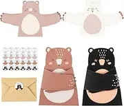 Lincia 36 Sets Bear Thank You Cards Funny Greeting Cards Bear Hug Baby Birthday Cards Animal Note Cards Bulk Bear Stationary Holiday Cards with Envelopes for Kids Friends Friendship(Assorted Style)