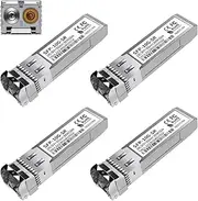 4Pack 10GBase-SR SFP+ Transceiver, SFP Multi-Mode LC Module, 10G 850nm MMF up to 300 Meters, Compatible with Cisco SFP-10G-SR,Meraki MA-SFP-10GB-SR,Ubiquiti UF-MM-10G,Mikrotik,Netgear,D-Link and More
