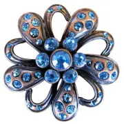 65HS Set Of 4 Western Screw Back Concho Crystal Bling Floral Design Copper