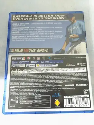 (兩件免運)(二手) PS4 MLB 15 The Show 英文版