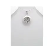 Celtic Tree of Life Brushed .925 Sterling Silver Round Pendant Necklace