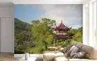 3D Pavilion Forest Landscape Self-adhesive Removeable Wallpaper Wall Mural