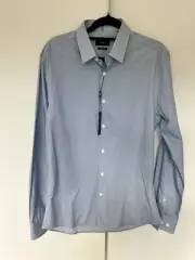 Saba Mens Shirt smoke Blue XS Marcel Printed Tapered Fit