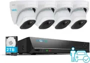 Reolink 4K Smart Person/Vehicle Detection Poe Camera Security System, H.265, 4Pc