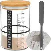 YERENCY Sourdough Starter Set Label for Baking Sourdough Bread (1 Piece) 900 ml Fermentation Jar with Spatula, Thermometer and Lid, Reusable Sourdough Bread Baking Accessories