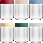 UVwey 6-pack 500ml glass jar with screw lid for overnight oats condiment salad dressing sauce baby food kids snacks meal prep containers candle canning spice wide mouth Leak proof storage containers