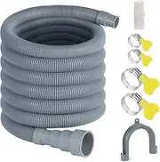 [Elyfree] 16.4ft Washing Machine Drain Hose, Universal Drain Hose Extension Kit for Washer, Dishwasher, Flexible Discharge Hose for LG/GE/Samsung, Fit up to 1-1/2 Inch Drain Outlets (16.4)