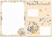 Writing Paper Set Letter Pad with Envelope for Girls Boys Kids Motif Forest Animals Letter Paper Pad Lined (A5 Pad with 25 Sheets + 15 Envelopes)