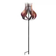 Teamson Home 70.12" Outdoor Tulip Kinetic Windmill Sculpture, Tangerine