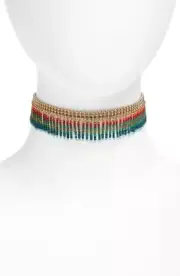 Nordstrom Treasure and Bond Sead Bead Fringe Choker Necklace NWT $89.00 Mutli