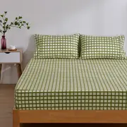 Dreamaker Micro Flannel Grid Combo Fitted Sheet Set - Olive