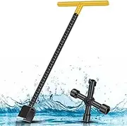 MABCIRY 2PCS Water Meter Key with 4-Way Utility Key, Carbon Steel Water Shut off Tool, T-Handle Water Meter Wrench, Heavy Duty Universal Cross Key for Faucet Water Shut off Valve(17 inch)