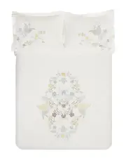 Superior Hyacinth 3pc Embroidered Button Closure Cotton Duvet Cover Set