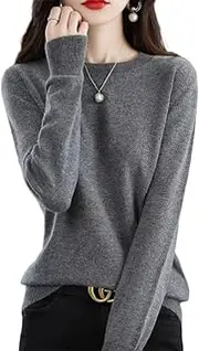 [ChangNanJun] 100% Merino Wool Sweater Women Fall Winter Warm Knitted Pullover Crewneck Long Sleeve Sweater
